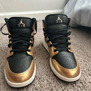 Jordan Black and Gold Sneakers